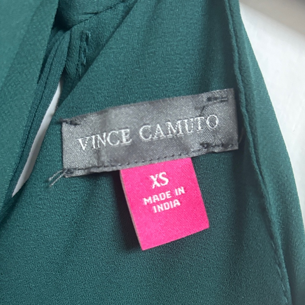 Vince Camuto Womens Georgette Smocked Halter Jumpsuit Green XS Dress - Picture 2 of 10
